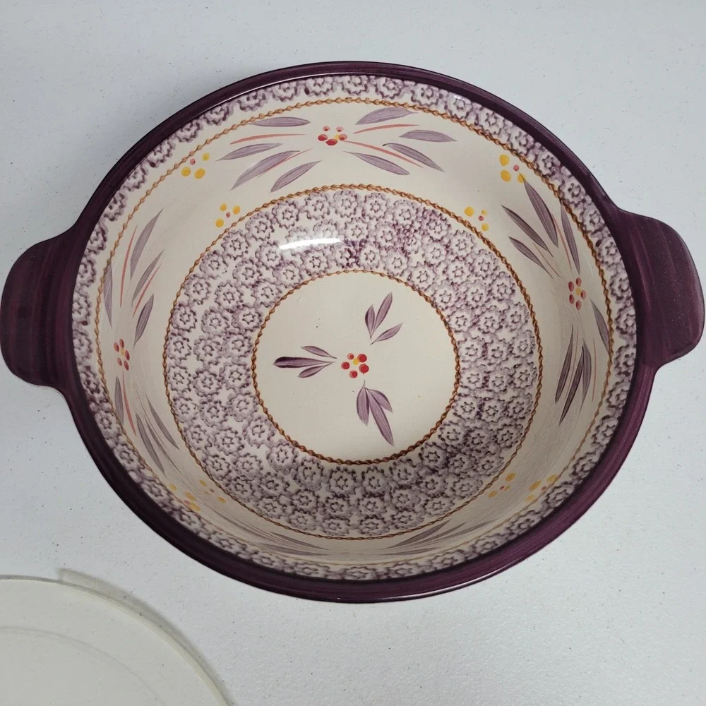 Temp-tations Old World 3qt Round Serving Bowl with Lid Purple Floral